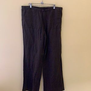 Brown Wide Leg Linen Pants